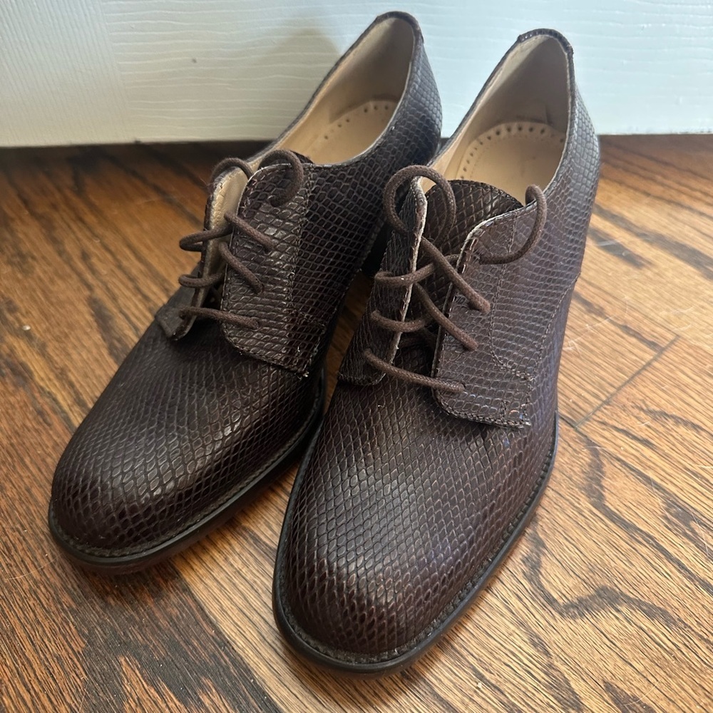 Joan David Lace-Up Brown Leather Ankle Boots, hand made in Italy, 6